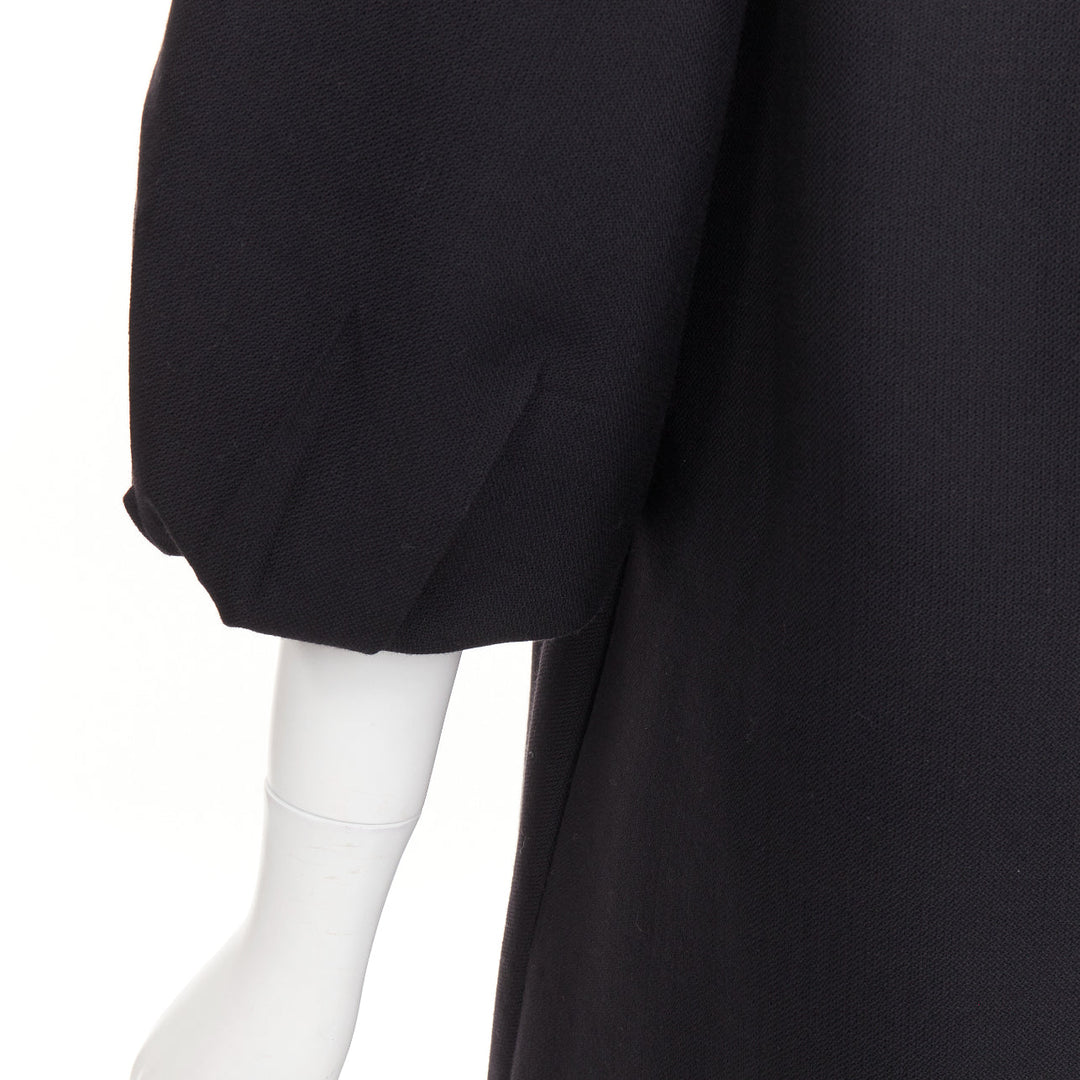 GIAMBATTISTA VALLI black wool puff sleeve flared swing collar long coat IT38 XXS