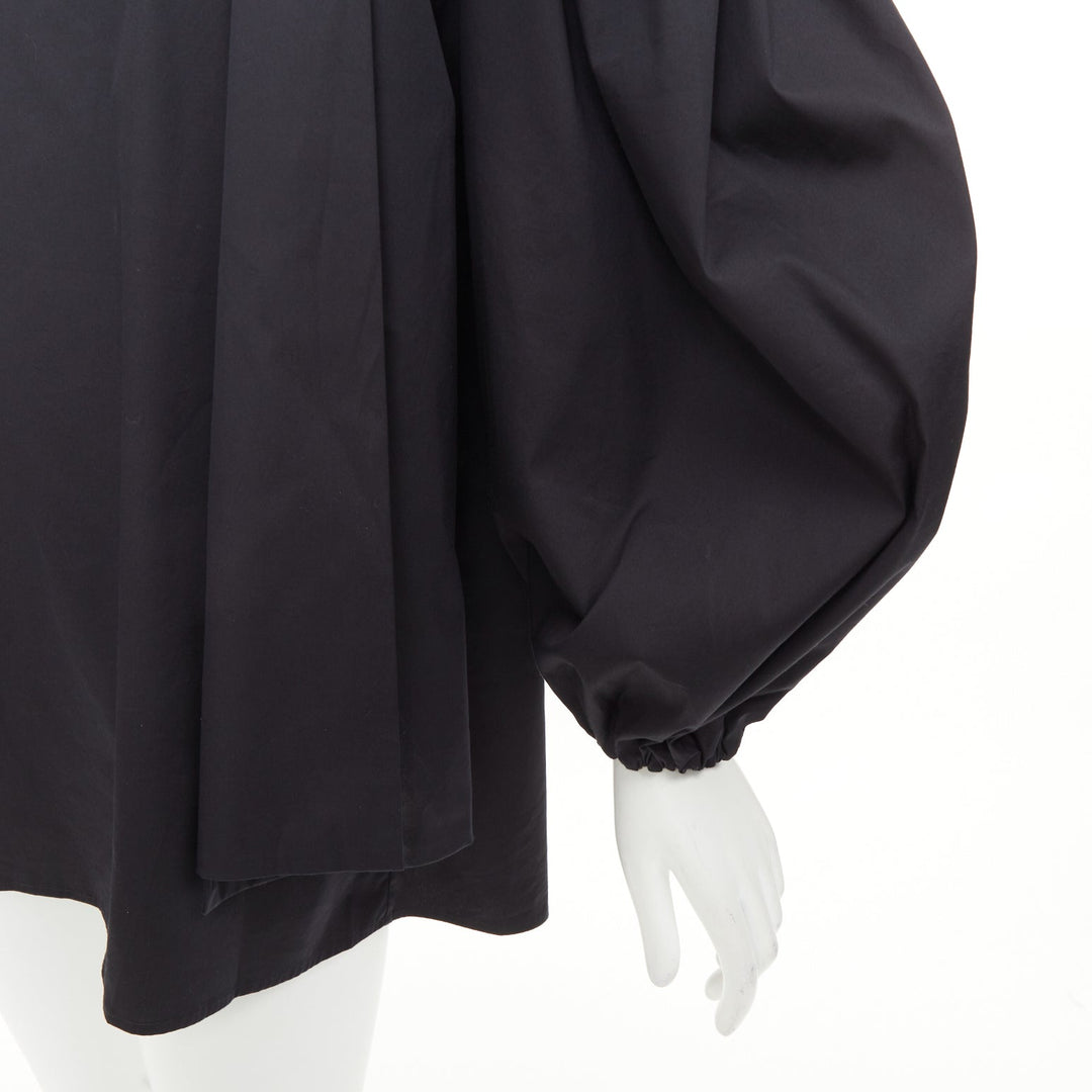 BERNADETTE Lucette black asymmetric one shoulder puff sleeve dress IT36 XXS