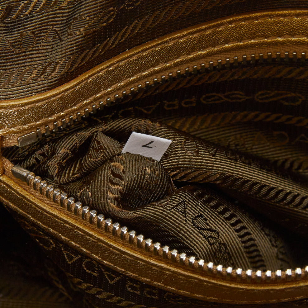 PRADA 2008 Runway Gold Oro Lace Pizzo gold macrame lace bar handle Bowler bag