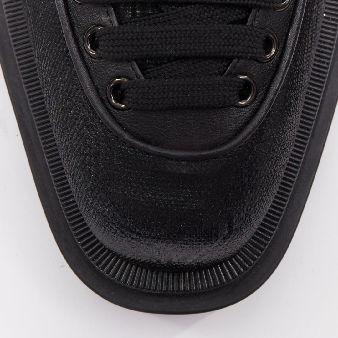 CHRISTIAN LOUBOUTIN Our Macademia Flat Toile black canvas combat boot EU42 US9