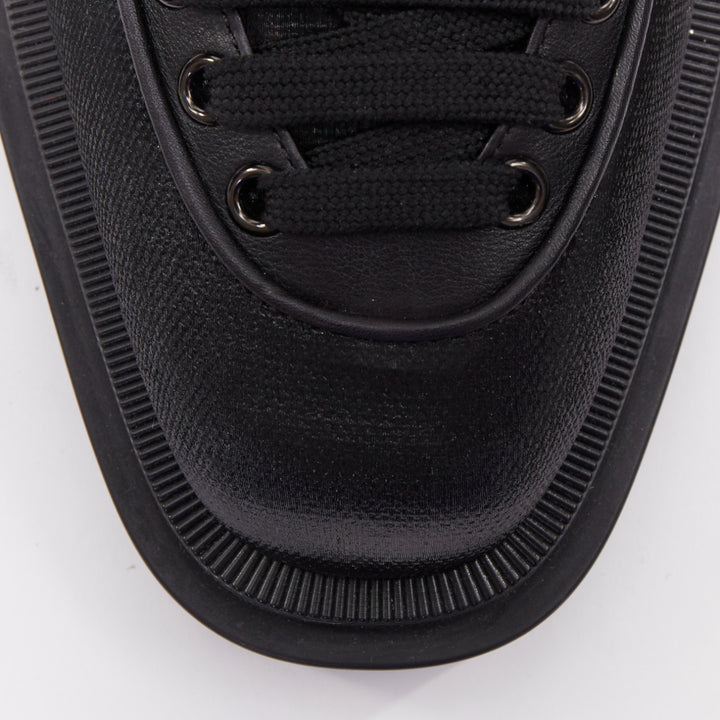 CHRISTIAN LOUBOUTIN Our Macademia Flat Toile black canvas combat boot EU42 US9
