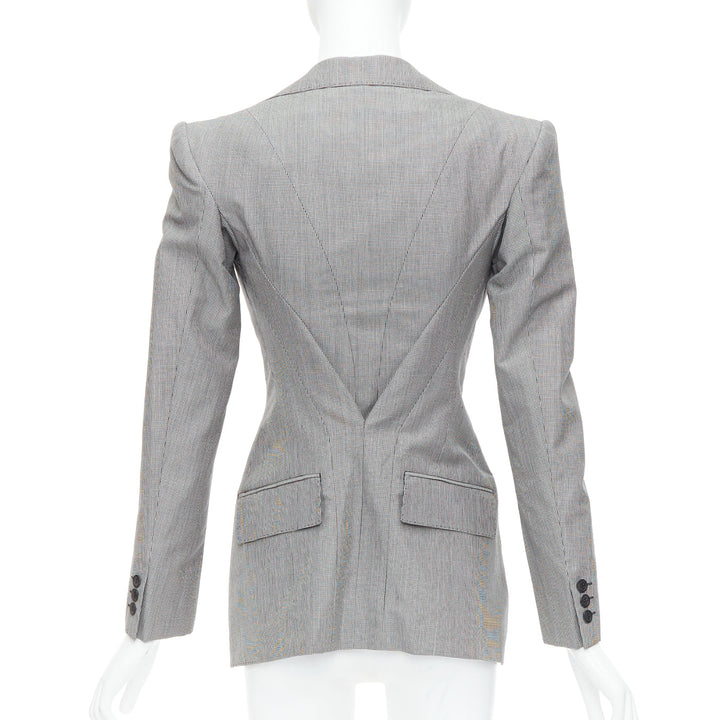 Female mannequin wearing Junya Watanabe 2009 Runway Grey Wool Women Blazers in Size  S | Available at JHROP