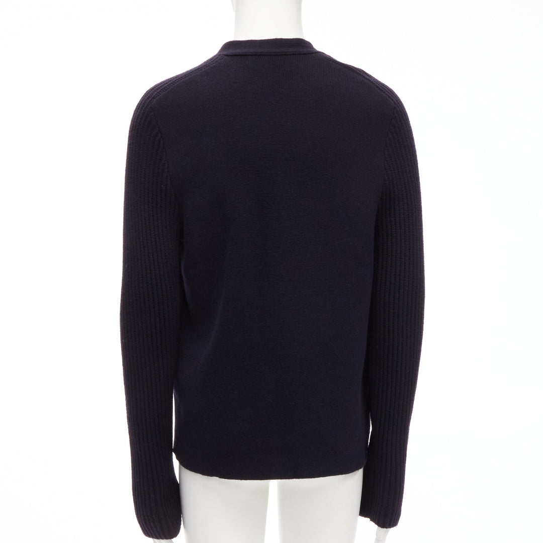 MARNI navy virgin wool cashmere polka dot cardigan sweater IT48 M