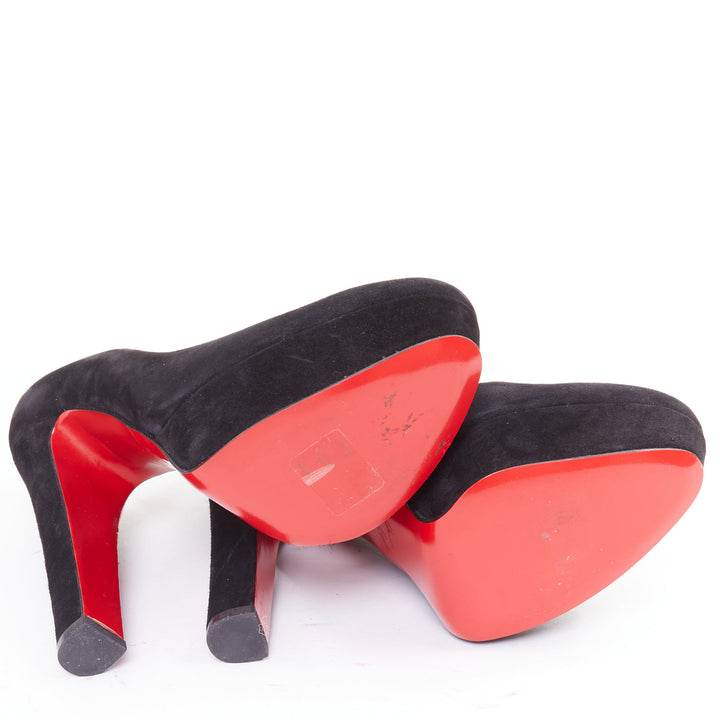 CHRISTIAN LOUBOUTIN Bibi 140 Veau Velours black suede platform pumps EU37.5