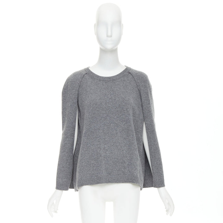 VALENTINO 100% cashmere grey cape back pullover sweater L