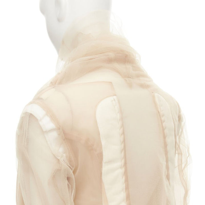 rare COMME DES GARCONS 2009 Runway nude deconstructed inside out tulle jacket XS