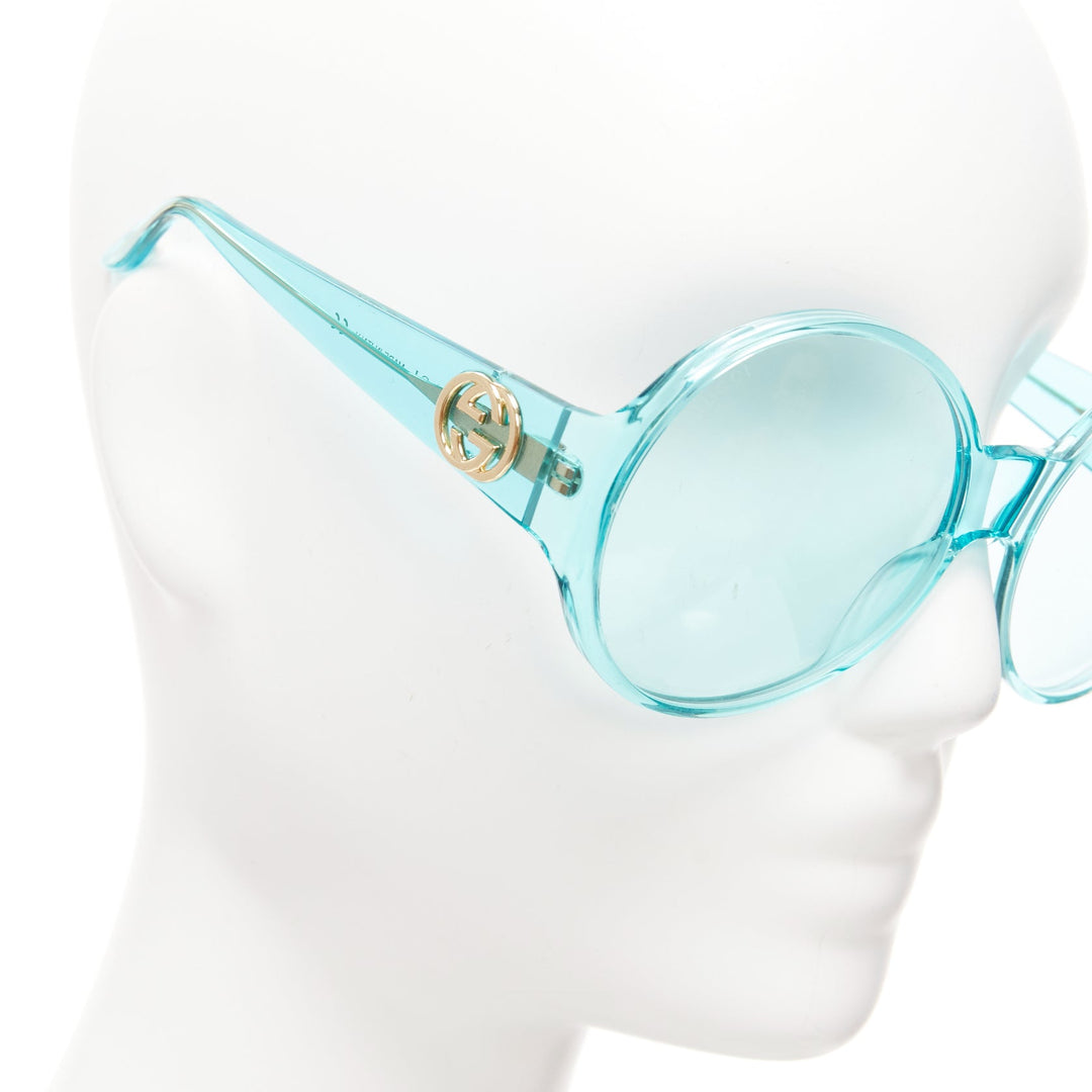 GUCCI Alessandro Michele GG0954S blue hue round frame oversized sunnies