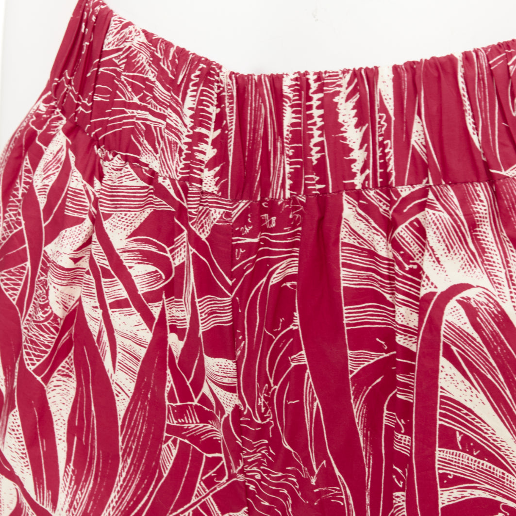 RED VALENTINO 2020 Tropical Parrot high waist casual red cream shorts IT36 XXS