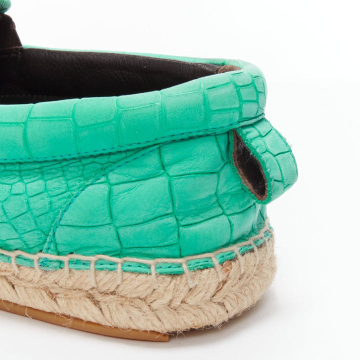JIMMY CHOO Vlad mint green embossed scaled leather espadrilles EU42