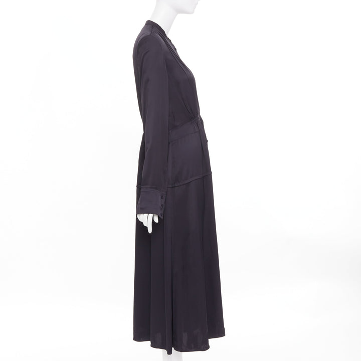 JIL SANDER W Dress 1 Viscose pleated long sleeve button shirt dress FR32 XXS