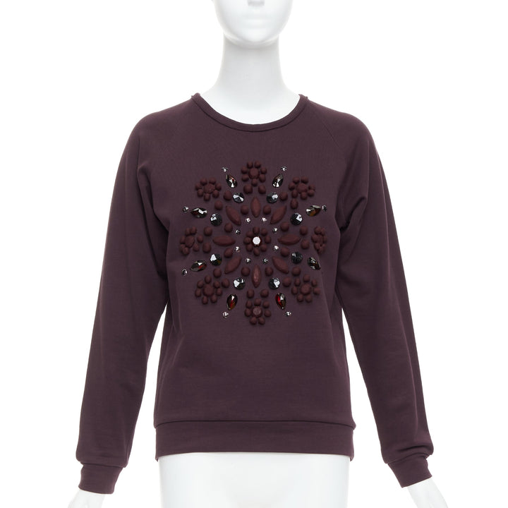 LANVIN purple fabric wrapped crystal embellished pullover