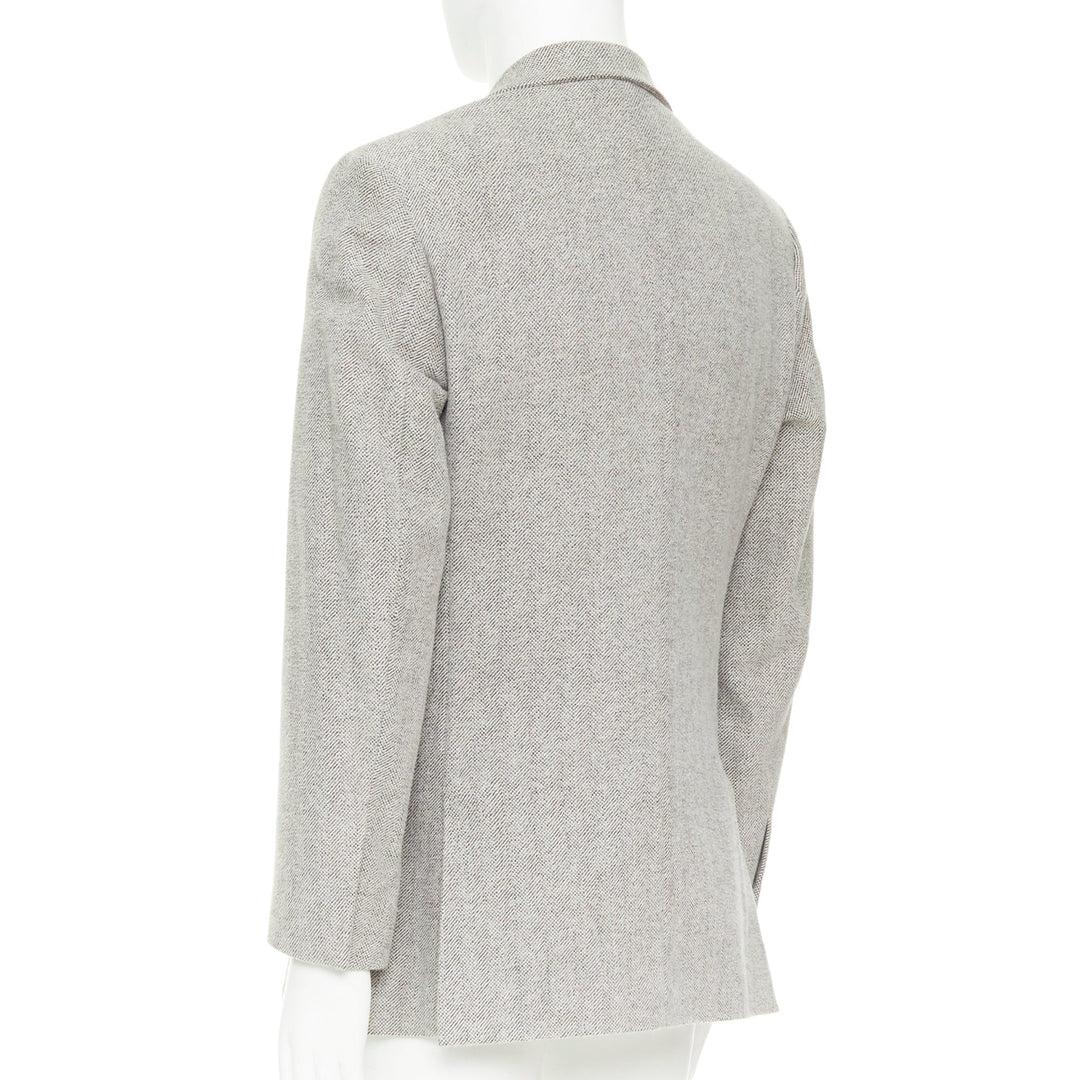 LORO PIANA grey cotton patch pocket 3-button single breasted blazer EU50 L