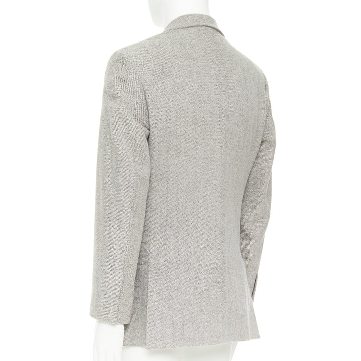 LORO PIANA grey cotton patch pocket 3-button single breasted blazer EU50 L