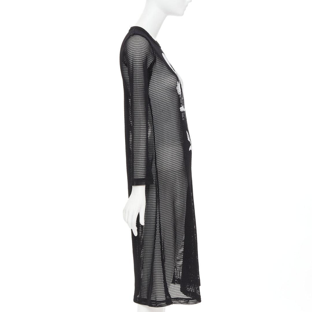 COMME DES GARCONS Alisa Yoffe 2019 white black abstract face net mesh dress XS