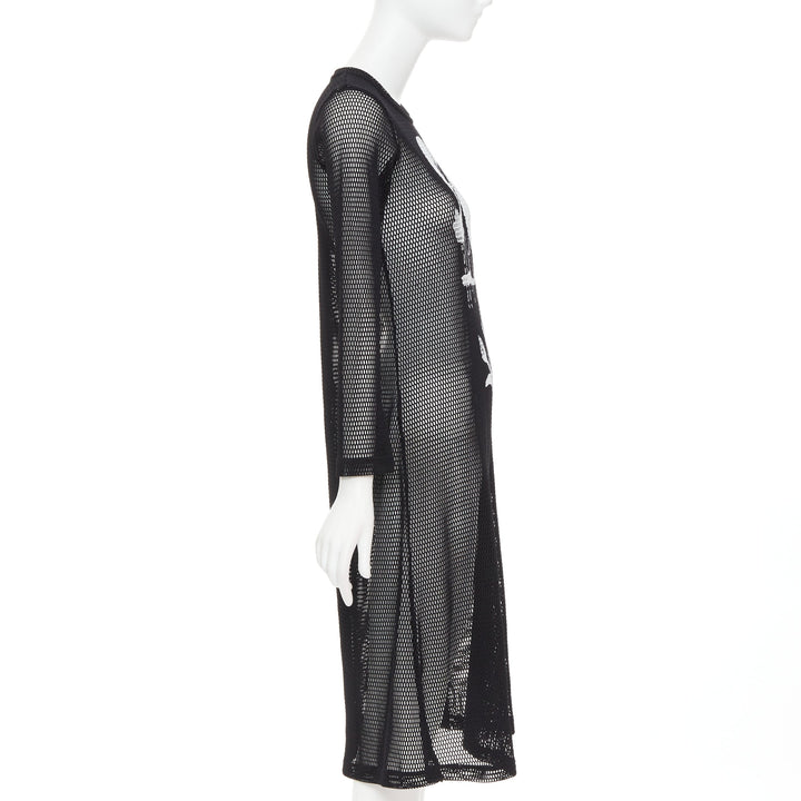 COMME DES GARCONS Alisa Yoffe 2019 white black abstract face net mesh dress XS