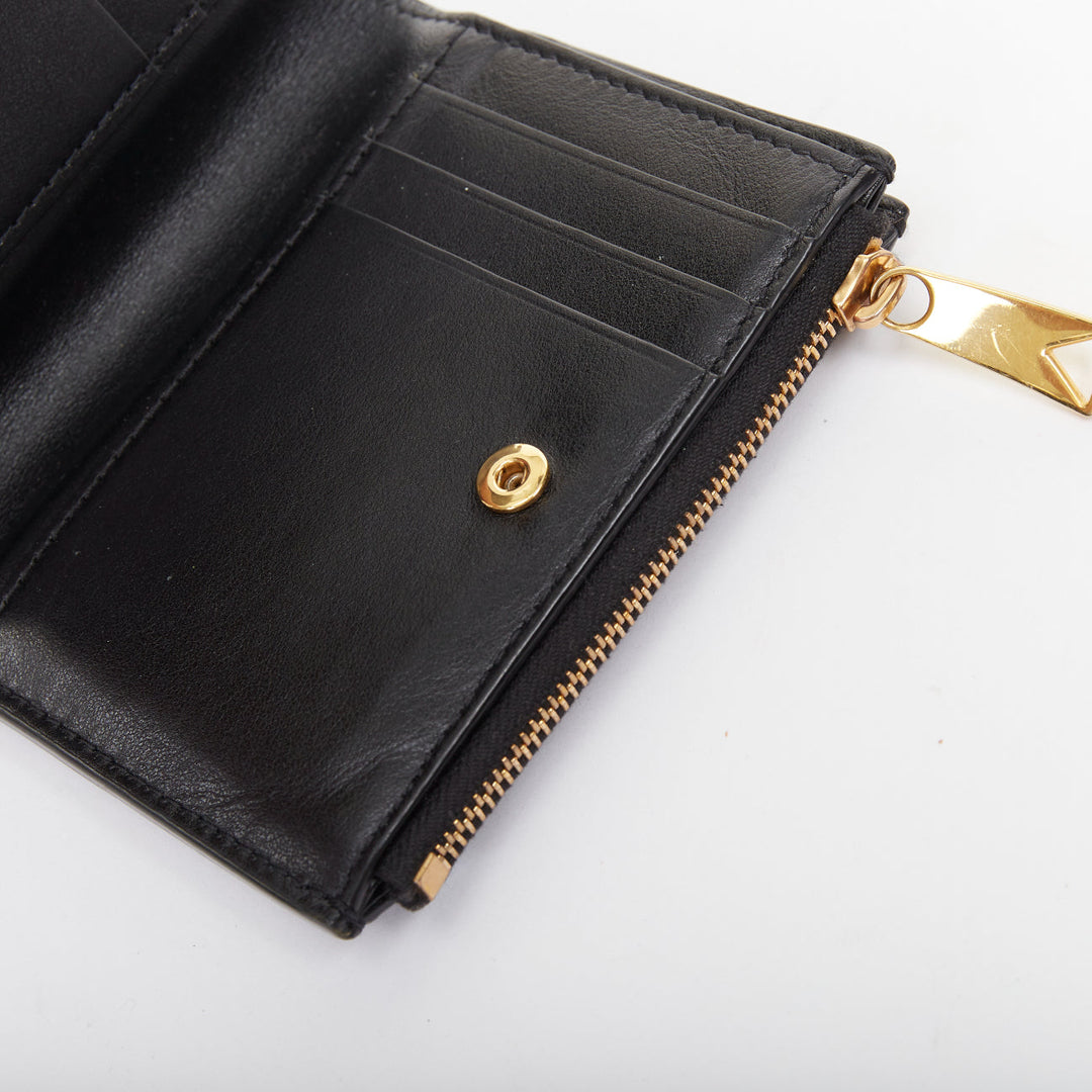 BOTTEGA VENETA Cassette Small black leather Intrecciato bifold coin zip wallet