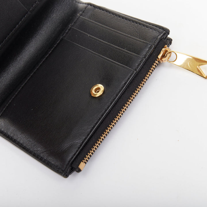 BOTTEGA VENETA Cassette Small black leather Intrecciato bifold coin zip wallet
