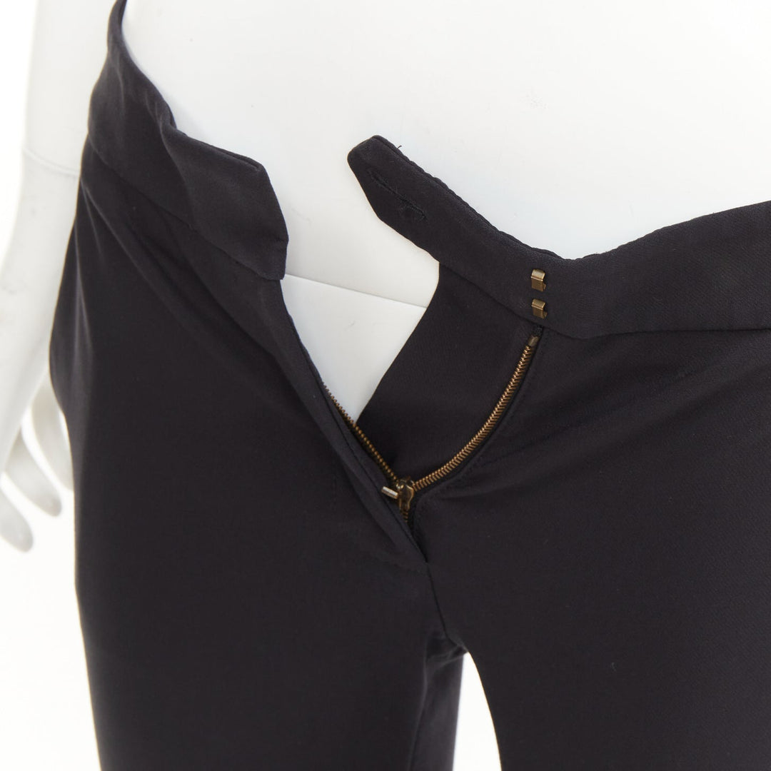 STELLA MCCARTNEY black cotton blend slash pockets cigarette trousers IT38 XS