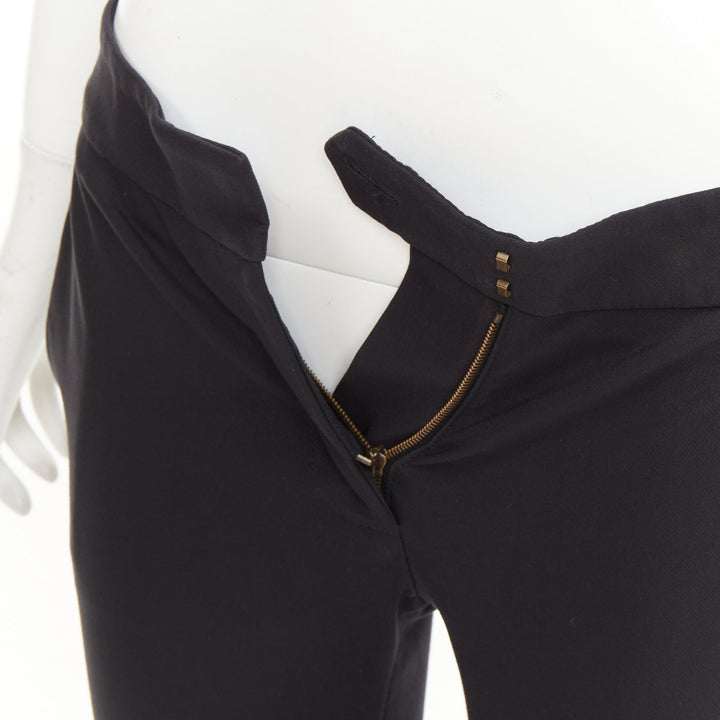 STELLA MCCARTNEY black cotton blend slash pockets cigarette trousers IT38 XS