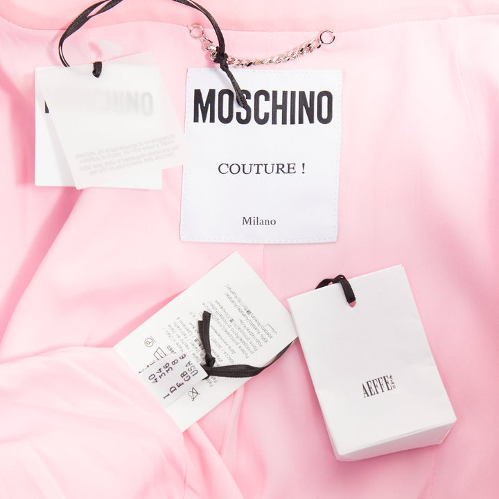 MOSCHINO COUTURE! 2022 Runway Calico Animals purple pink bow crop jacket IT40 S