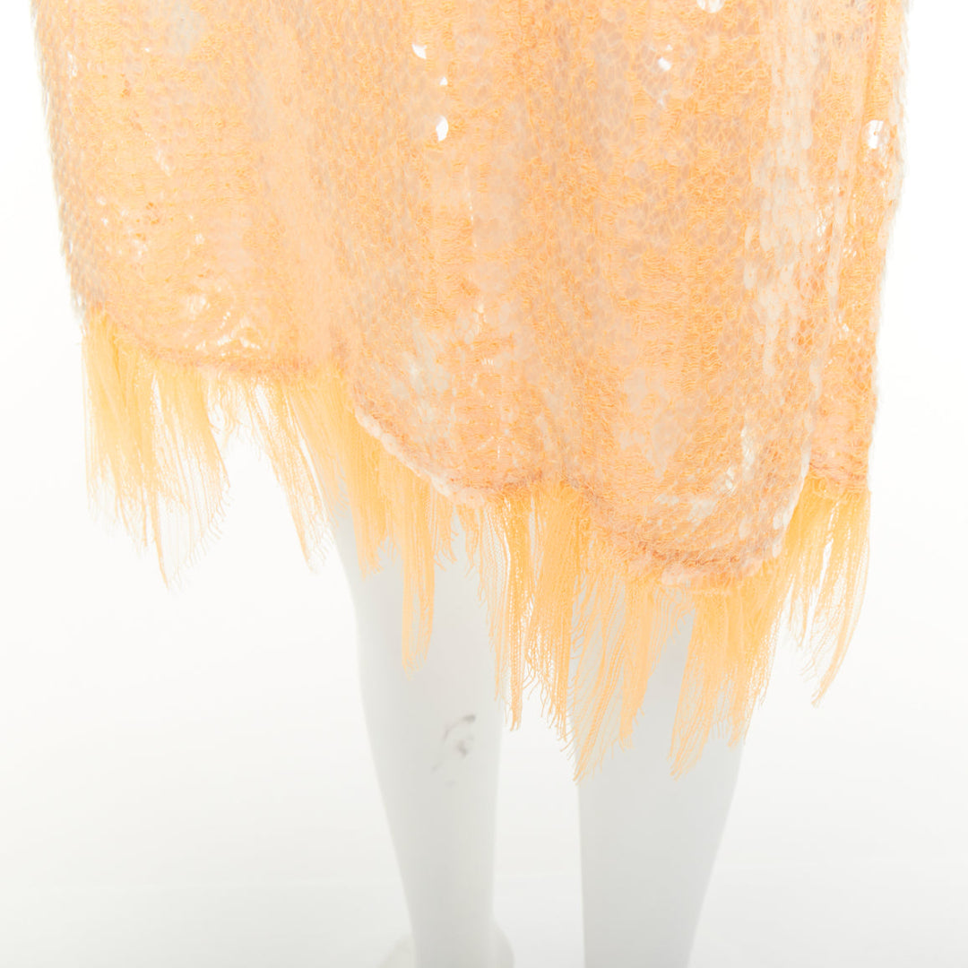 rare BOTTEGA VENETA 2022 Runway nude sequin nipple feather slip dress IT36 XXS