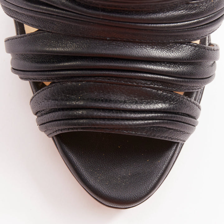 CHRISTIAN LOUBOUTIN Tinazata 120 black strappy caged gladiator sandals EU37.5