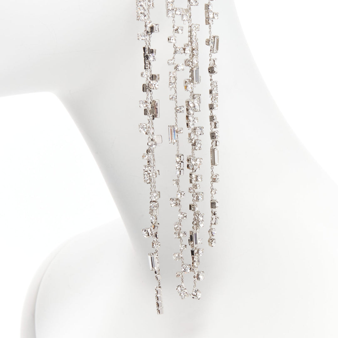 OFF WHITE crystal chandelier silver metal clip on ear cuff single