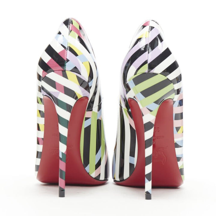 CHRISTIAN LOUBOUTIN So Kate 120 Cinestripes patent stiletto pigalle EU36.5