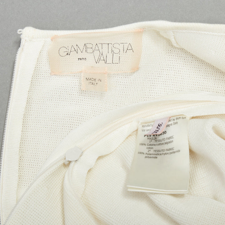 GIAMBATTISTA VALLI cream cotton sheer panel peplum top IT38 XXS