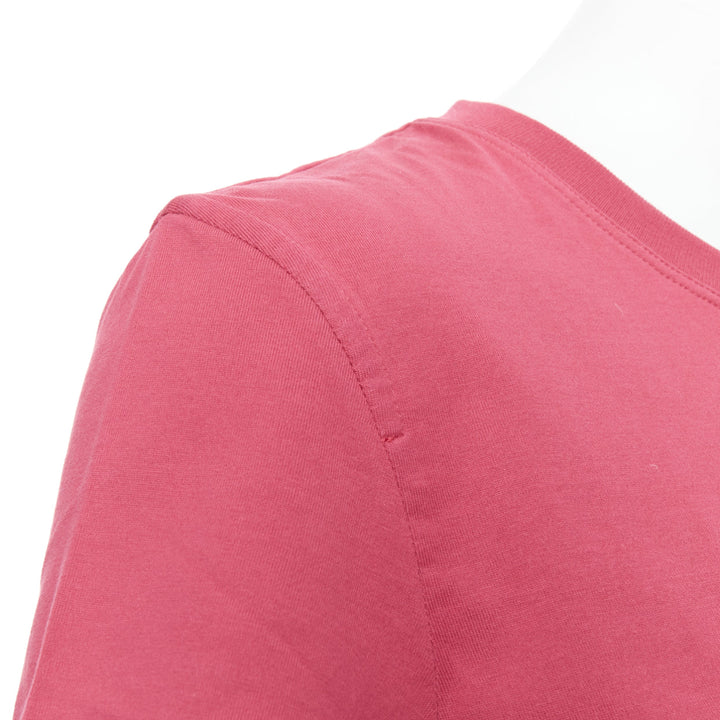 HERMES Embroidered Pocket raspberry pink H motif tshirt FR38 M