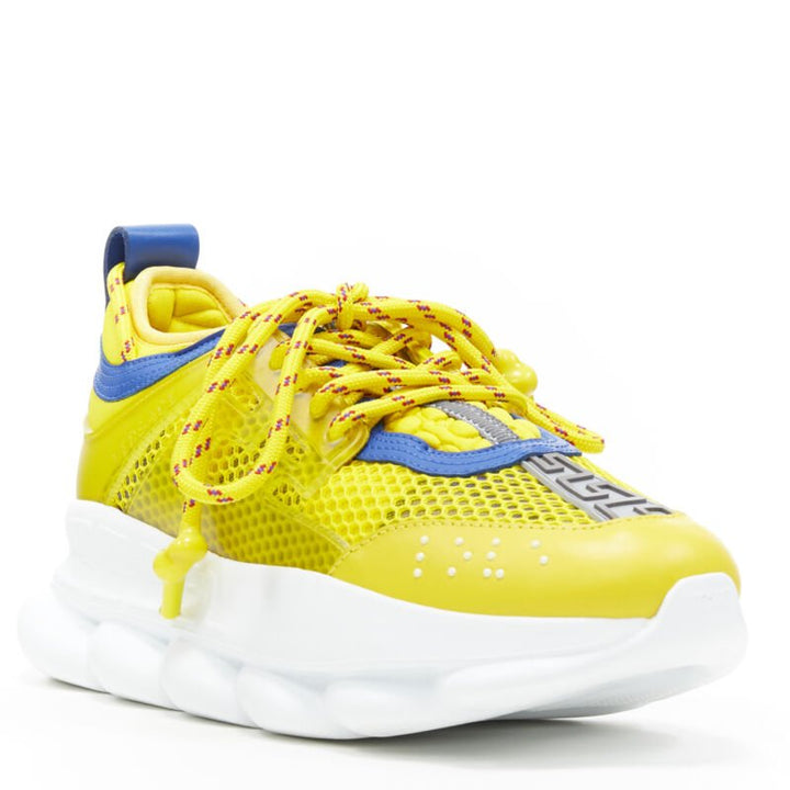 VERSACE Chain Reaction yellow blue low top chunky sole dad sneaker EU35.5