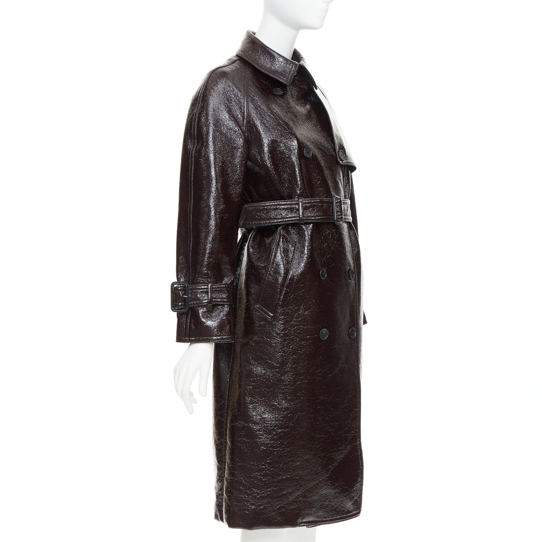 JOSEPH burgundy coated wool felt double breasted trench coat FR34 XS