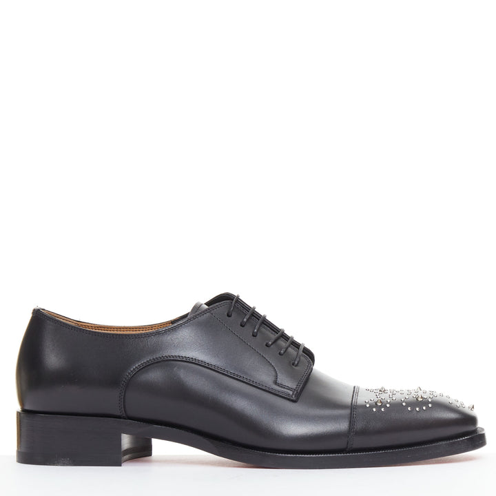 CHRISTIAN LOUBOUTIN Maltese black silver stud toe lace derby brogue EU42.5