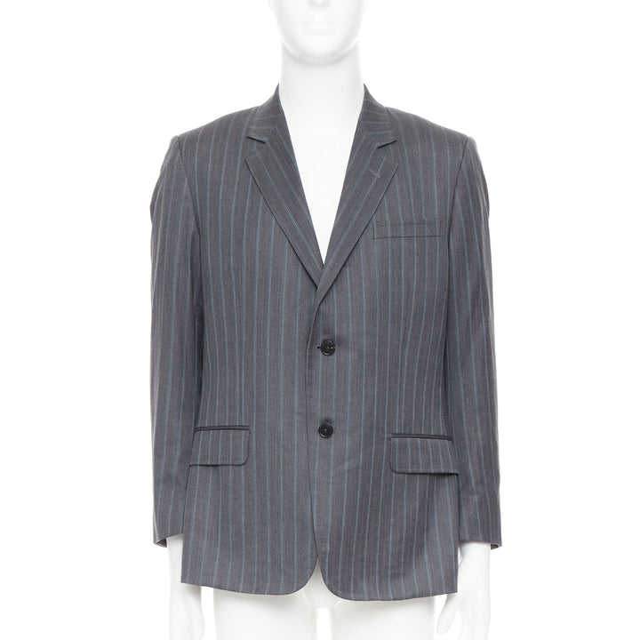 GUCCI Vintage grey blue wool cashmere pinstripe blazer IT52 XL