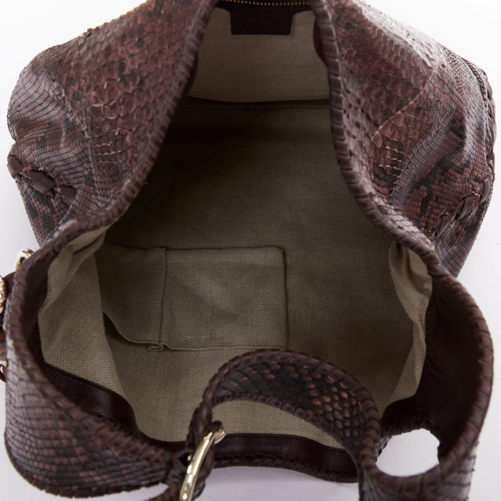 GUCCI Jackie Hobo dark red scaled leather bamboo horsebit crossbody satchel