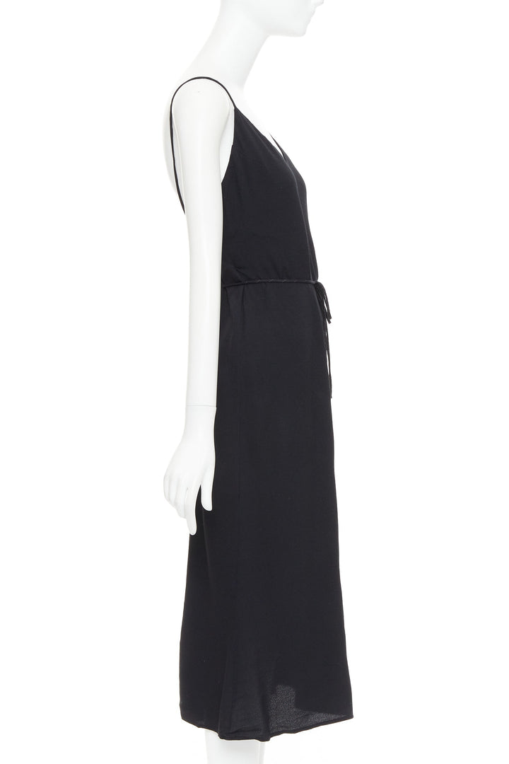 REFORMATION black viscose blend tie waist open back midi dress M
