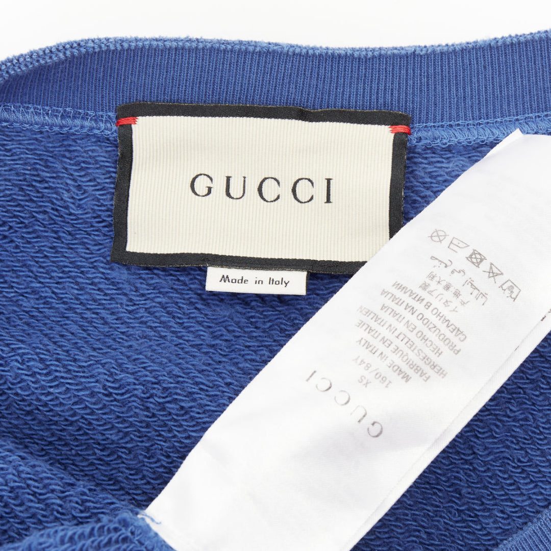 GUCCI 2018 MLB New York Yankees blue cotton jeweled bateau neck sweatshirt XS