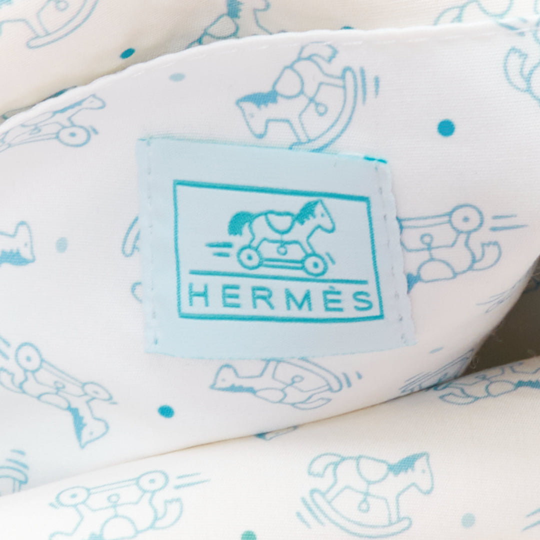 HERMES Trousse Bolide Adada Dots baby blue horse patch canvas pouch