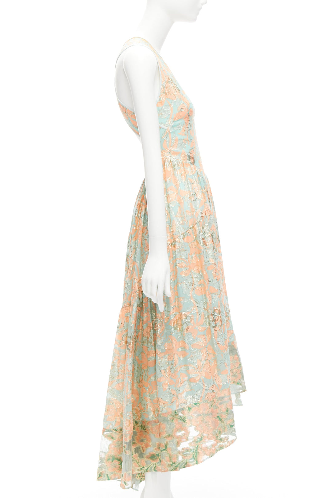 Female mannequin wearing Tory Burch Spring 2016 Runway Green Silk Women Casual Dress in Size US2 | Available at JHROP