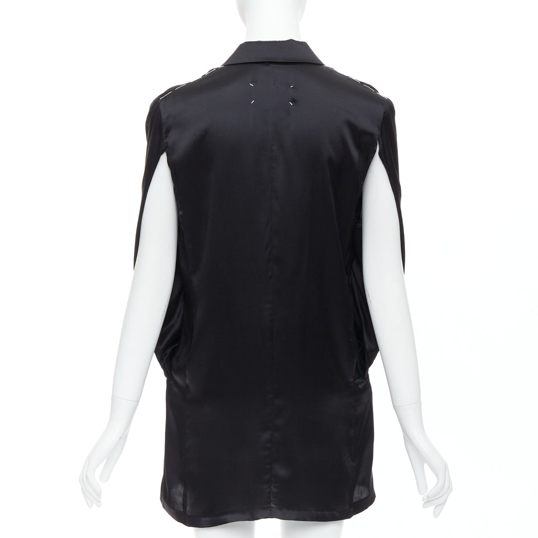 rare MAISON MARGIELA 2012 Runway black tucked sleeve blazer dress IT36 XXS