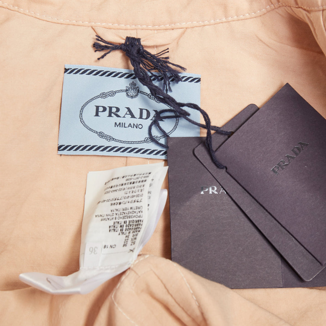 PRADA 2022 Runway Opal Slub pink wash canvas lace up corset jacket IT36 XXS