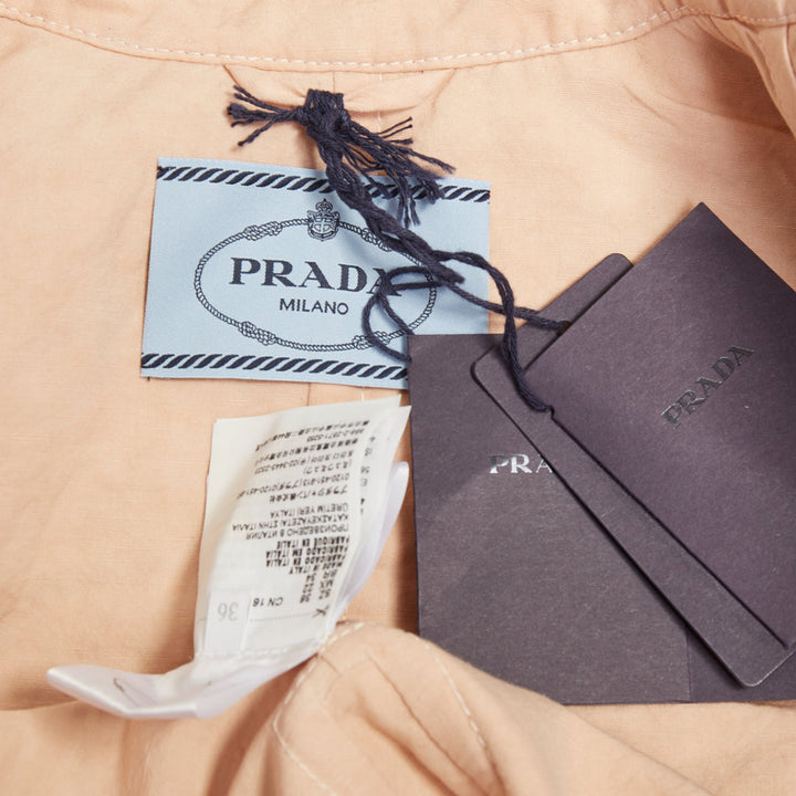 PRADA 2022 Runway Opal Slub pink wash canvas lace up corset jacket IT36 XXS