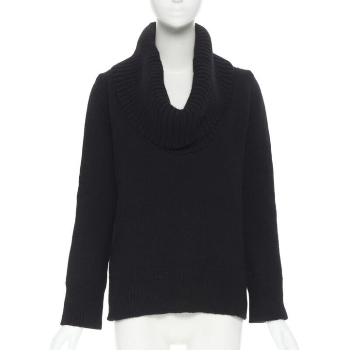 ALEXANDER MCQUEEN black wool angora blend ribbed turtleneck sweater S
