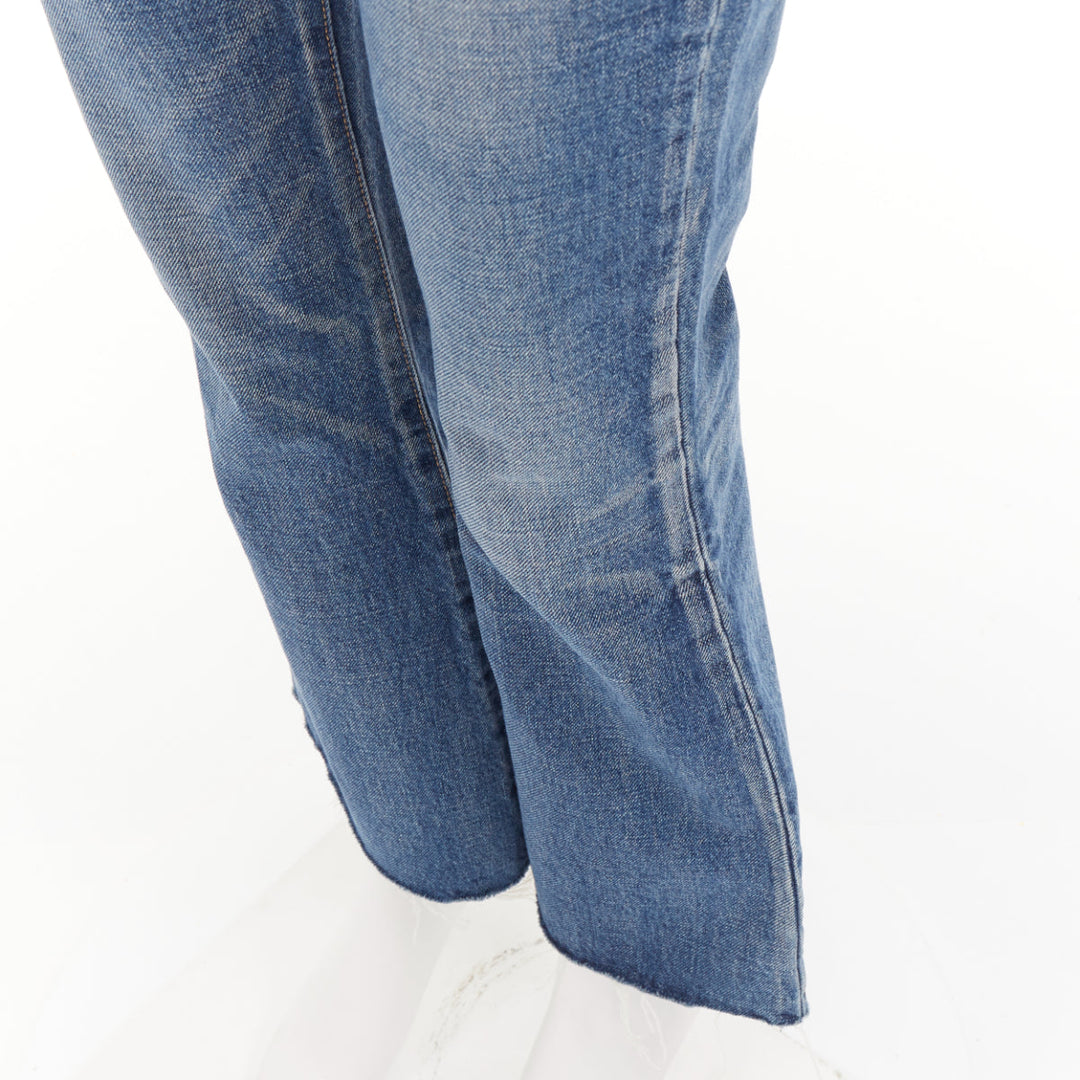 CELINE W_FL_015 N553 930F 07UW washed gold horsebit logo buckles flare jeans 26"