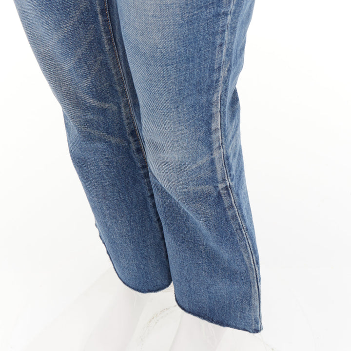 CELINE W_FL_015 N553 930F 07UW washed gold horsebit logo buckles flare jeans 26"