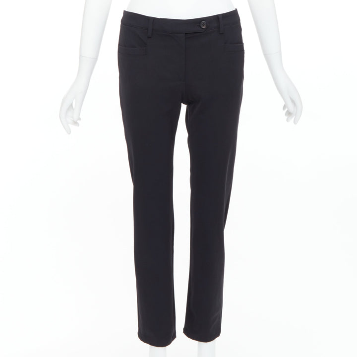 PRADA 2015 black twill horizontal pockets tapered trousers IT40 S