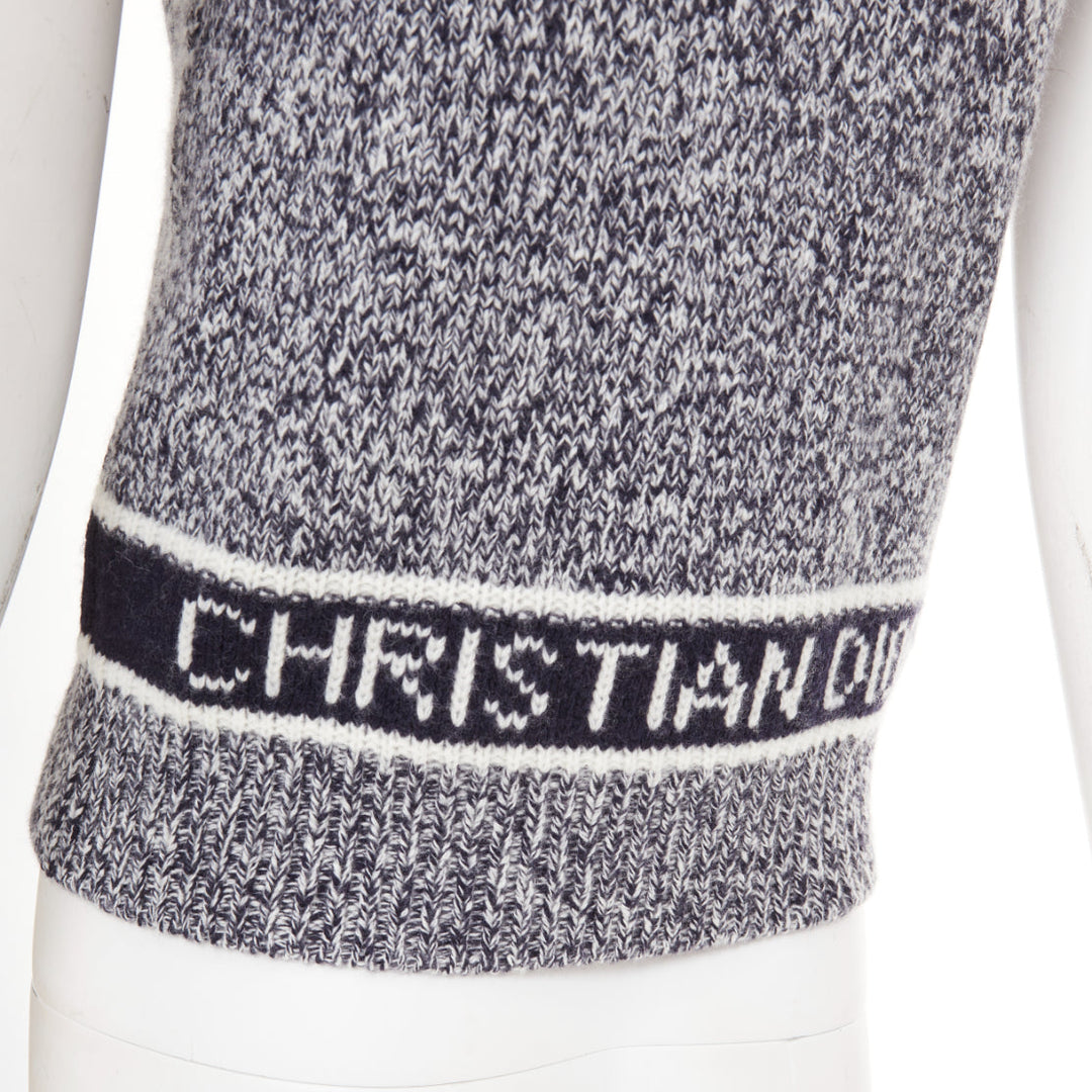 CHRISTIAN DIOR 2021 Signature Mariniere grey navy wool cashmere knitwear vest XS