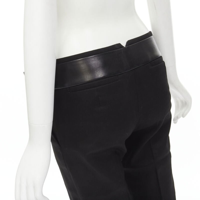 GUCCI TOM FORD Vintage gold buckle leather trim waist minimalist pants S