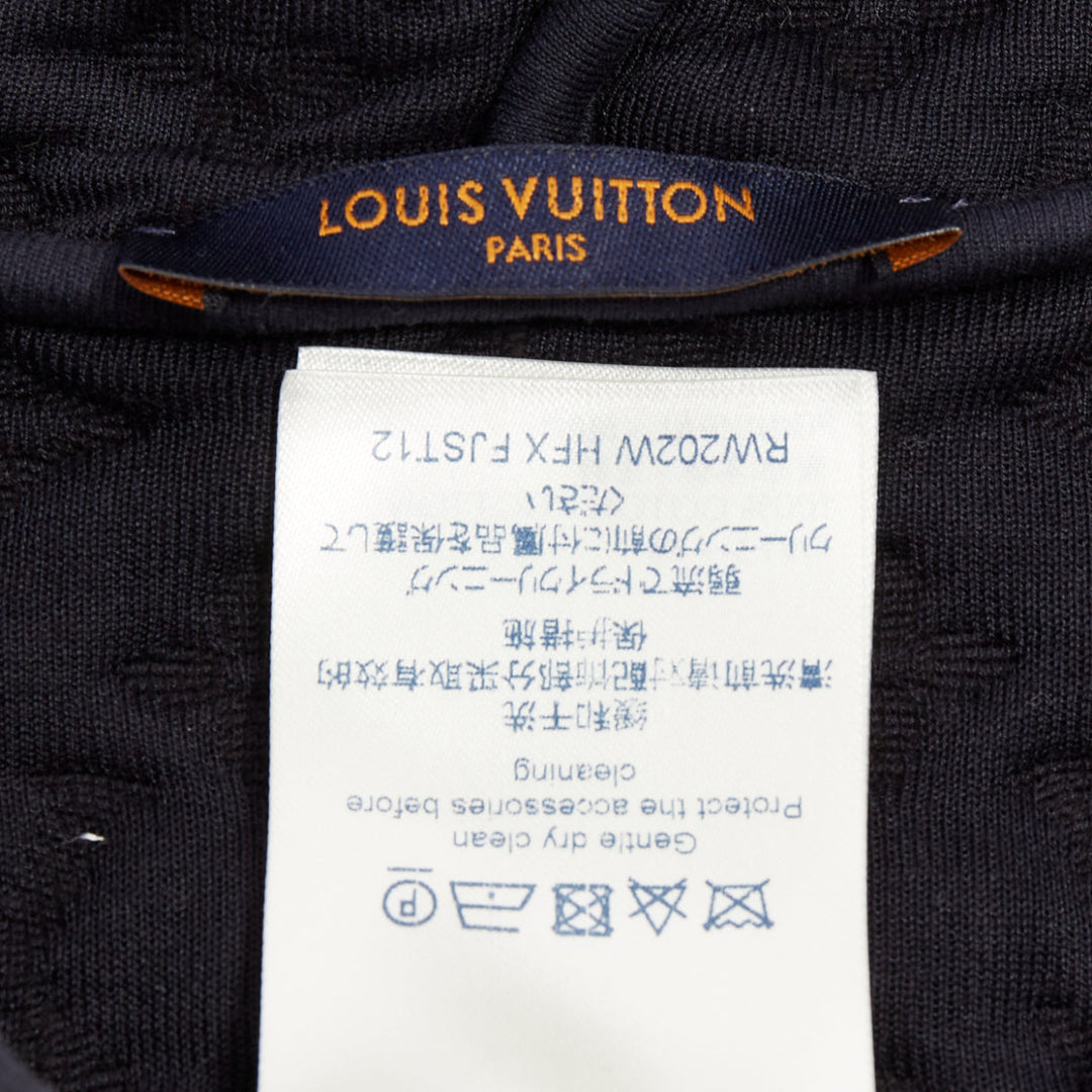 LOUIS VUITTON 2021 black  cotton 3D monogram jacquard short sleeve boxy hoodie