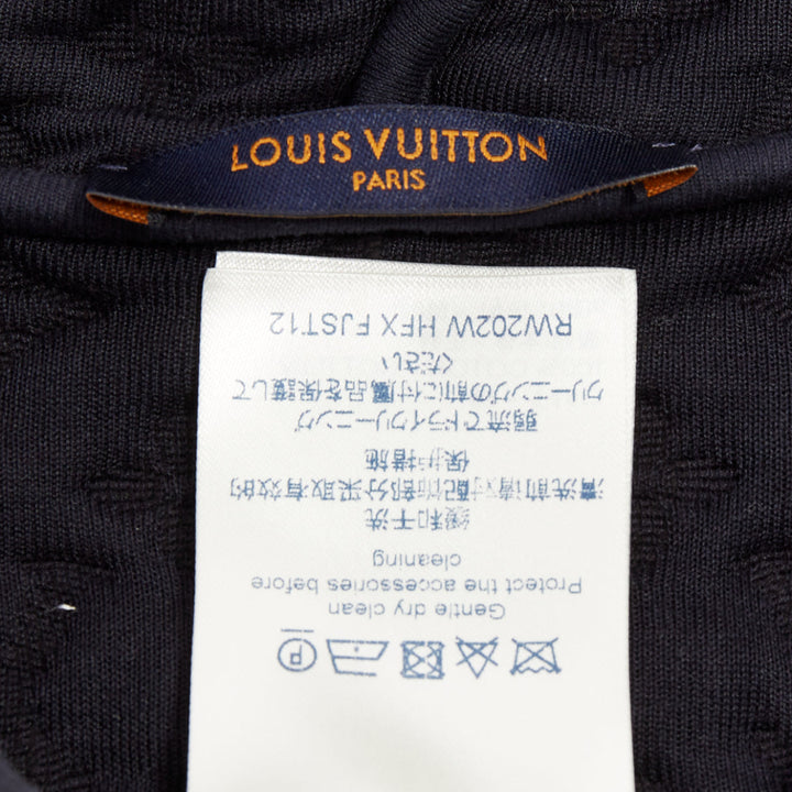 LOUIS VUITTON 2021 black  cotton 3D monogram jacquard short sleeve boxy hoodie